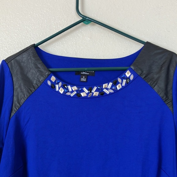 Susan Graver Royal Blue Stretch Knit Dressy Festive Top, 1X - Picture 3 of 7